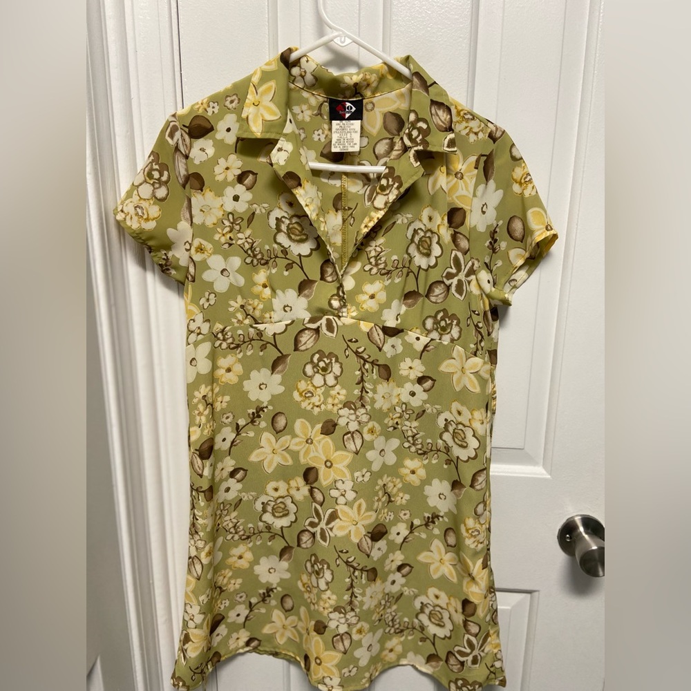Vintage 90s No Boundaries Green Floral Dress Size 5